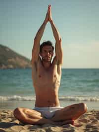 man practicing yoga in a beautiful natural setting