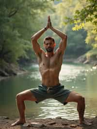 man practicing yoga in a beautiful natural setting