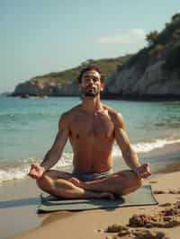 man practicing yoga in a beautiful natural setting