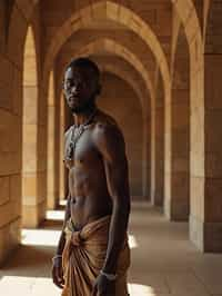 man in a serene temple or sacred space