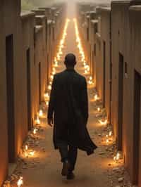 man in a labyrinth or walking a sacred path