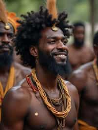 man engaged in a sacred ritual or ceremony, adorned with symbolic attire