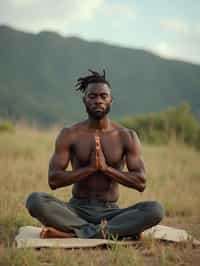 man practicing yoga in a beautiful natural setting