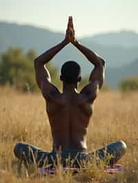 man practicing yoga in a beautiful natural setting