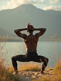 man practicing yoga in a beautiful natural setting