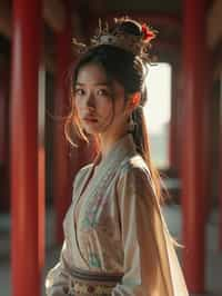 woman in a serene temple or sacred space