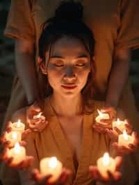 woman receiving energy healing in a healing circle