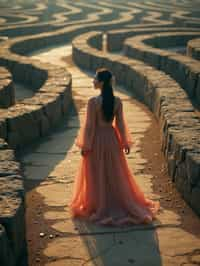 woman in a labyrinth or walking a sacred path