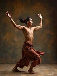 man performing a sacred dance or movement