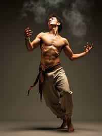 man performing a sacred dance or movement