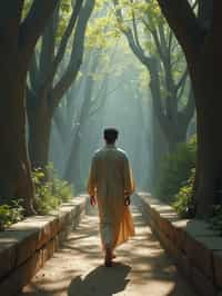 man in a labyrinth or walking a sacred path