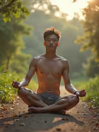 man practicing yoga in a beautiful natural setting