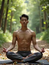 man practicing yoga in a beautiful natural setting