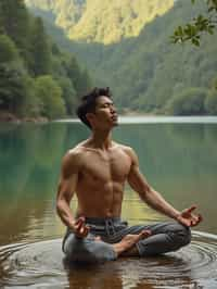 man practicing yoga in a beautiful natural setting