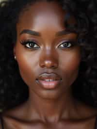 close up of woman with thick eyeliner makeup