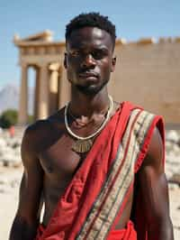 impressive and traditional man in Athens wearing a traditional Evzone uniform/Amalia dress, Parthenon in the background