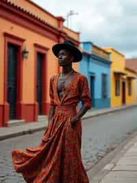 classy and traditional man in Buenos Aires wearing a tango dress/gaucho attire, colorful houses of La Boca neighborhood in the background