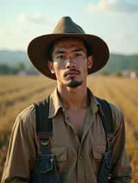 man farmer with farm in background