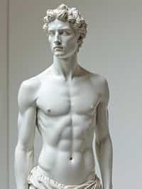 man as White Marble classical Greek Marble Sculpture. white. no colors