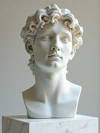 man as White Marble classical Greek Marble Sculpture. white. no colors