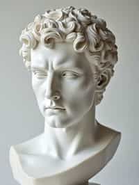 man as White Marble classical Greek Marble Sculpture. white. no colors