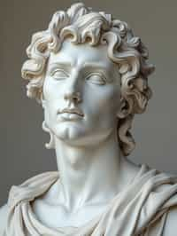 man as White Marble classical Greek Marble Sculpture. white. no colors