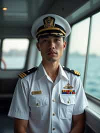 man as a Navy Officer on a ship. highly detailed