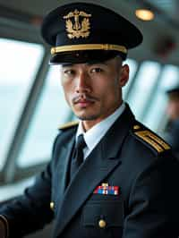 man as a Navy Officer on a ship. highly detailed