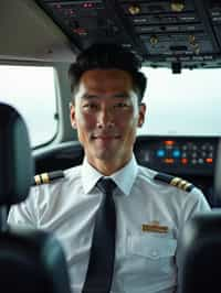 man as a Airline Pilot inside the Cockpit with white shirt Pilot Uniform