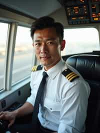 man as a Airline Pilot inside the Cockpit with white shirt Pilot Uniform