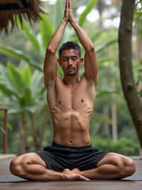 man doing Yoga at a Yoga Retreat in Bali