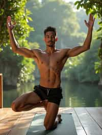 man doing Yoga at a Yoga Retreat in Bali