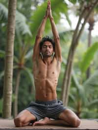 man doing Yoga at a Yoga Retreat in Bali