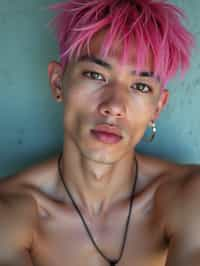 man as a progressive LGBTQ activist feminist with pink or blue hair