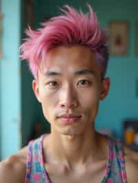 man as a progressive LGBTQ activist feminist with pink or blue hair