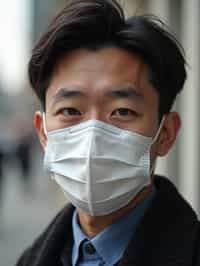 man wearing a Covid n95 mask in 2020. outside