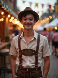 happy man in Lederhosen for Oktoberfest at Oktoberfest