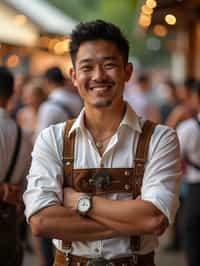 happy man in Lederhosen for Oktoberfest at Oktoberfest