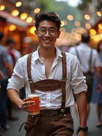 happy man in Lederhosen for Oktoberfest at Oktoberfest