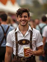 happy man in Lederhosen for Oktoberfest at Oktoberfest