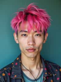 man as a progressive LGBTQ activist with pink or blue hair