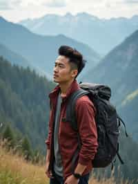 man hiking in mountains