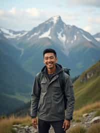 man hiking in mountains