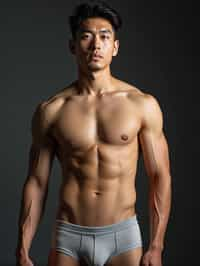 man wearing underwear  in Men's Health  centerfold photoshoot. intact eyes, symmetrical eyes, realistic skin texture. hyper realistic eyes. photorealistic