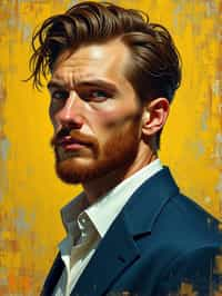 man in style of Van Gogh, elegant, intricate, digital painting, artstation, concept art, smooth, sharp focus, illustration, art by van gogh