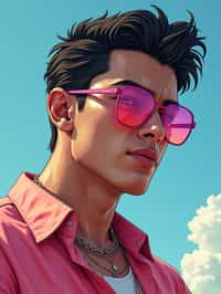 man, gta vice city cover art, borderlands style, celshading, trending on artstation, by rhads, andreas rocha, rossdraws, makoto shinkai, laurie greasley, lois van baarle, ilya kuvshinov and greg rutkowski