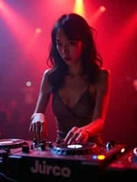 woman as DJ dj-ing in the club