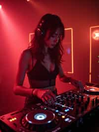 woman as DJ dj-ing in the club