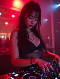 woman as DJ dj-ing in the club