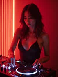 woman as DJ dj-ing in the club